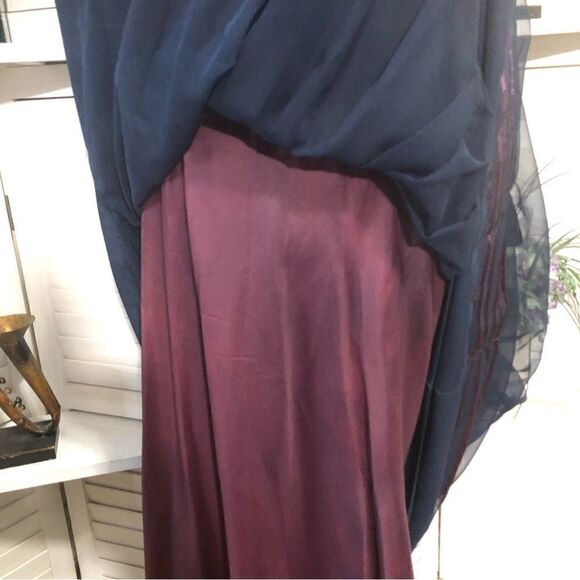 Vintage Abe Schrader 70s Lace Maxi Dress Purple Navy M - Picture 7 of 10